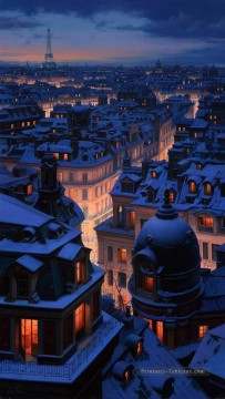 Paysage urbain œuvres - Paris la nuit